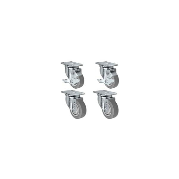 3"x1.25" Thermo Plastic Rubber Caster, 2 Locking Swivel, PK4